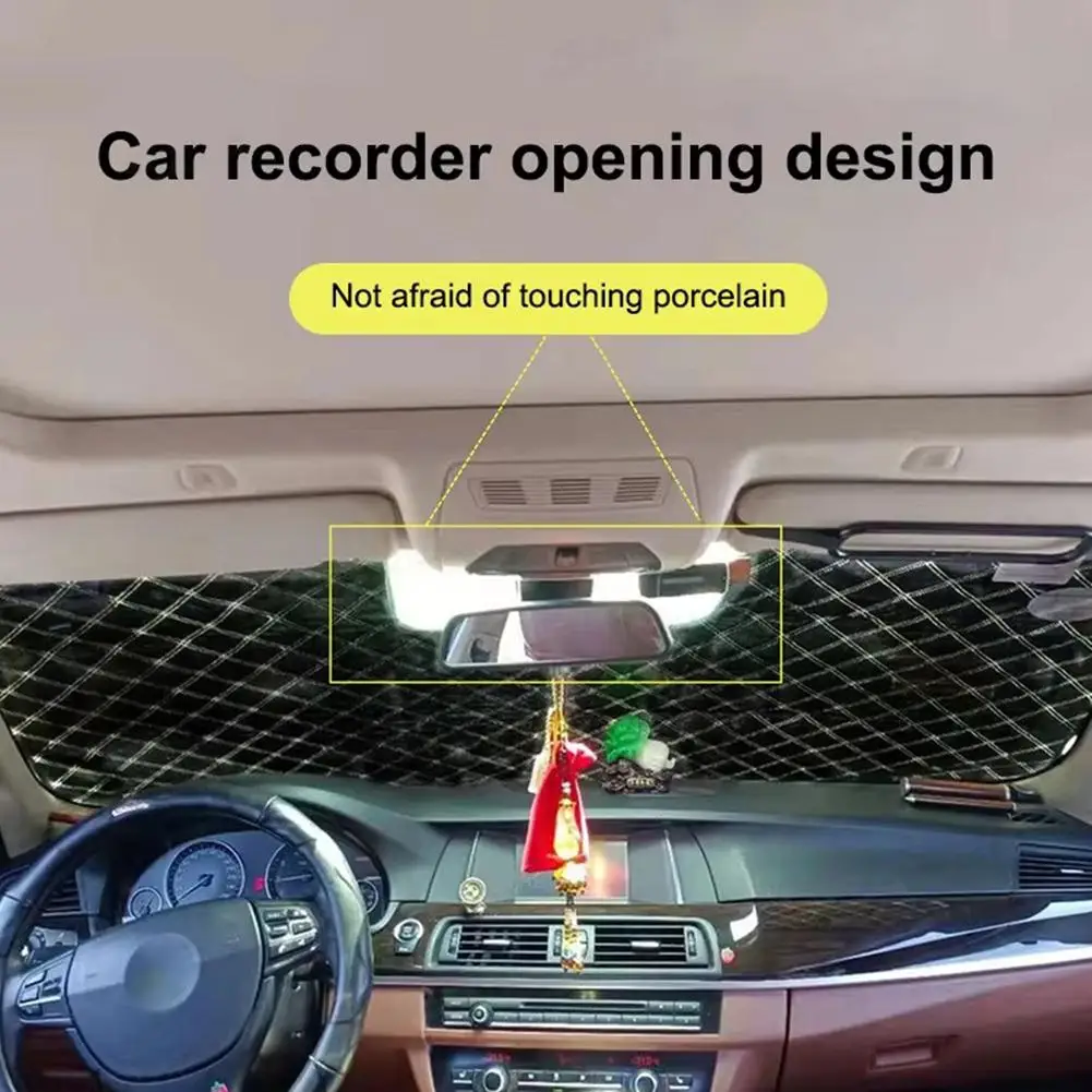 Car Windshield Snow Cover Winter Outdoor Snow Protection Belt Cover Hole Recorder Car Windproof Sunshade Driving With L5W8
