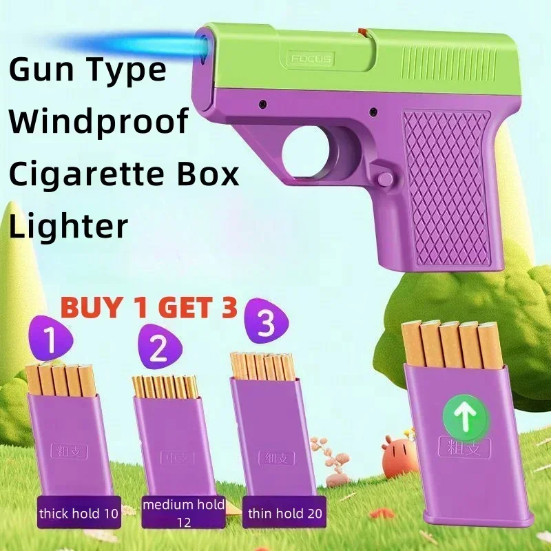 Gun Model Lighter Inflatable Jet Torch Lighters Cigarette Cases for Men butane gas lighter cigarette lighter