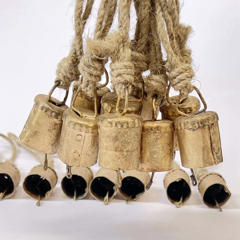 Hand call bell 10 Pcs vintage hanging bells Christmas decorations bells for home decor cow decoration with rope style