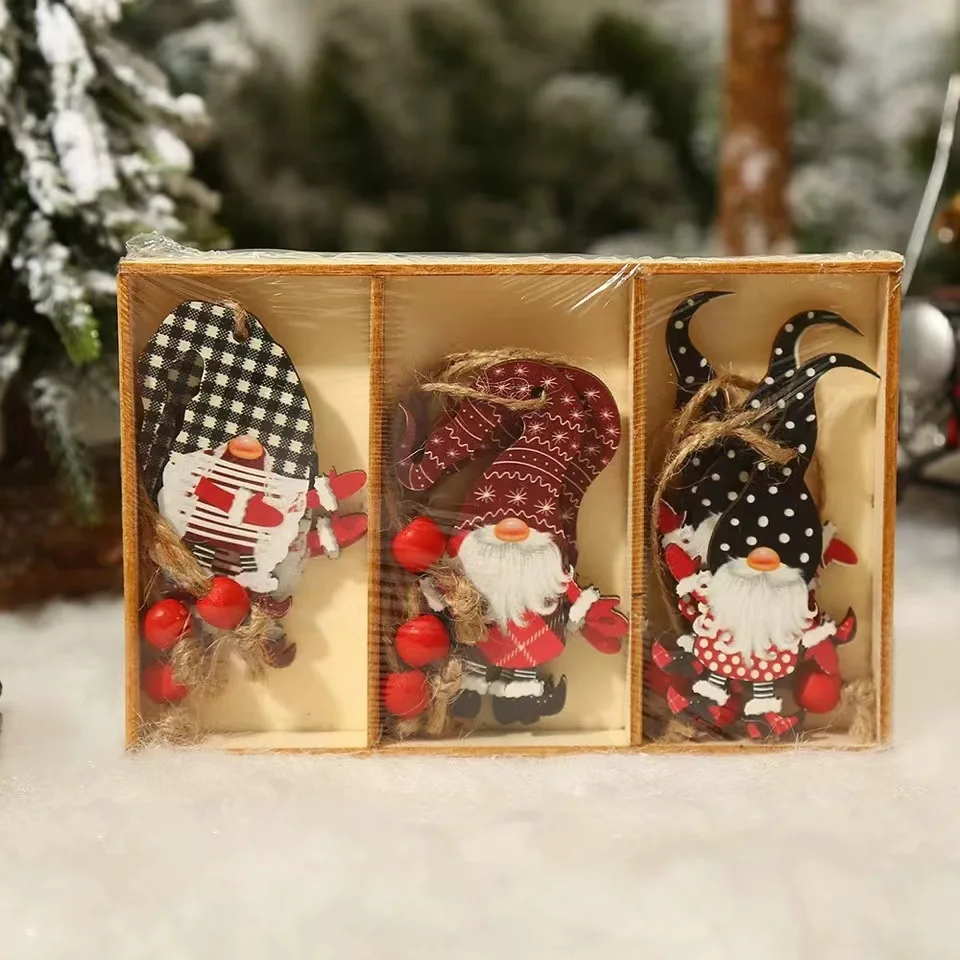 Set 4 Gnomi Di Natale Con Ciondolo Per Albero - Babbo Natale In Miniatura Con Barba Soffice, Decorazioni Feste In Scatola Regalo - 5