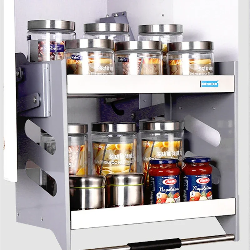 

Wall Cabinet Lift Pull Basket Kitchen Cabinet Stainless Steel Drawer Baskets Seasoning Bottle Storage Racks Load weight 30kg