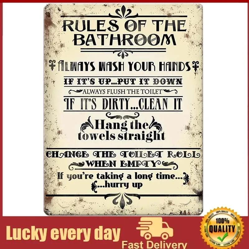 

Agedsign Bathroom Rules Sign, Farmhouse Bathroom Decor Wall Art Vintage Metal Tin Signs Funny vintage decor wall decoration