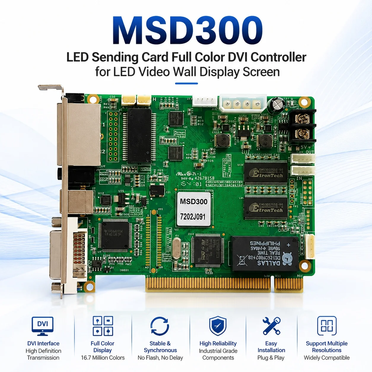 MSD300 LED 송신 카드 LED 비디오 월 디스플레이 화면용 풀 컬러 DVI 컨트롤러