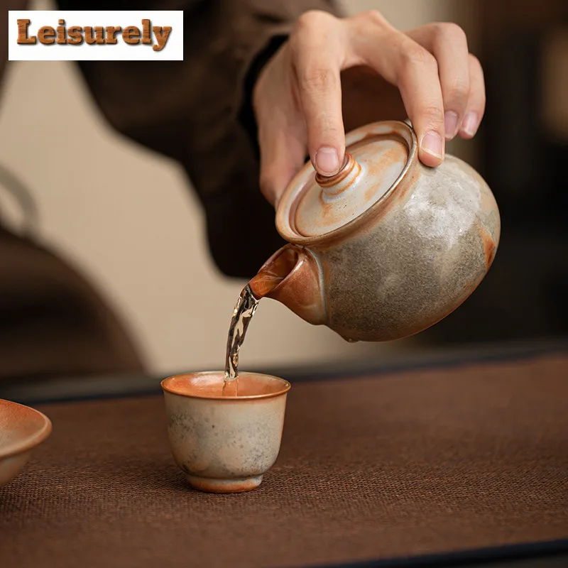 Zhiye Wood-fired Porcelain Handheld Teapot Aesthetic Tea Infuser Pot Tea Brewing Kettle With Strainer Teaset Supplies Ornaments