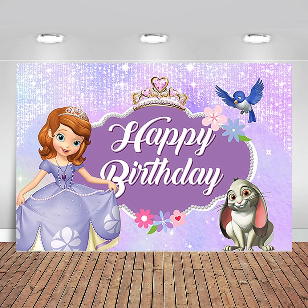 

Purple Princess Backdrop for Birthday Party Princess Sofia Photo Backgrounds Sofia Theme Baby Shower Banner for Birthday Decor