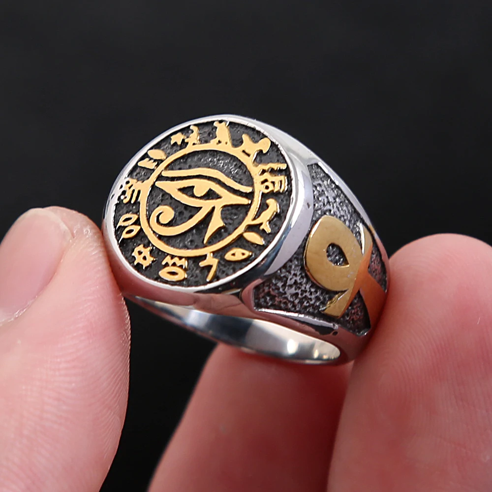 Anillo Vintage de Ojo de Horus egipcio para hombres y mujeres