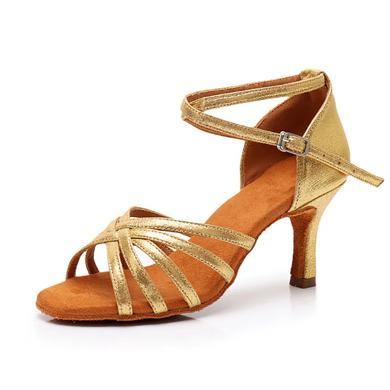 

USHINE Professional Heel 7cm/5cm Satin Without Knot Salsa Tango Ballroom Latin Dance Shoes Woman Zapatos De Baile Latino Mujer