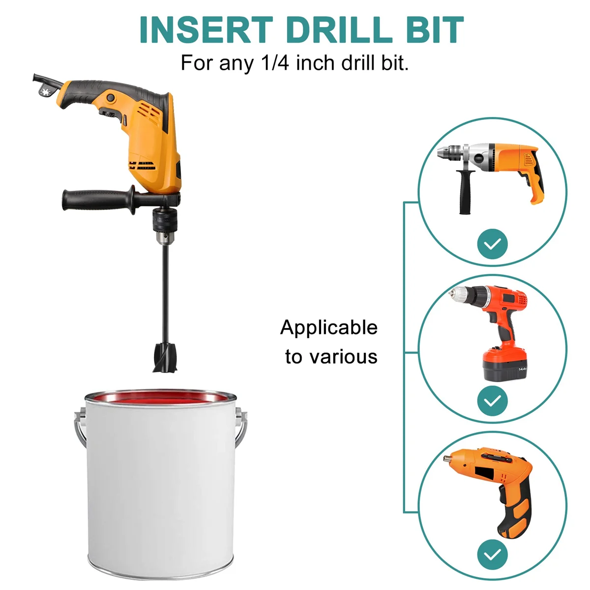 Epoxy Resin Paint Mixer Paddles for Drill,4Pcs Reusable Paint Stirrer Resin Drill Mixer Paddles and 2Pcs Extension Rods