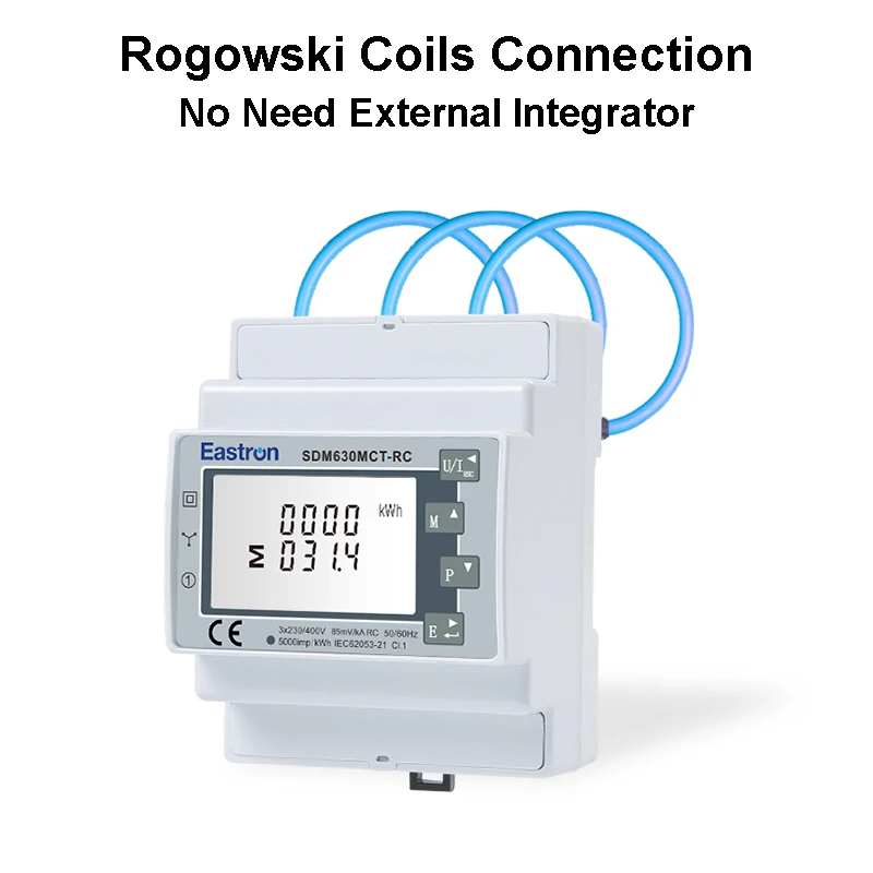 Eastron SDM630MCT-RC Smart Building Electric Meter, Up To 20kA Primary Current LCD Display Rogowski Coil Meter - Image 2