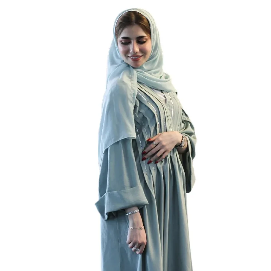 Middle Eastern Robe New Style Sequin Diamond Fashion Open Abaya Muslim Long Sleeves Cardigan without headscarf
