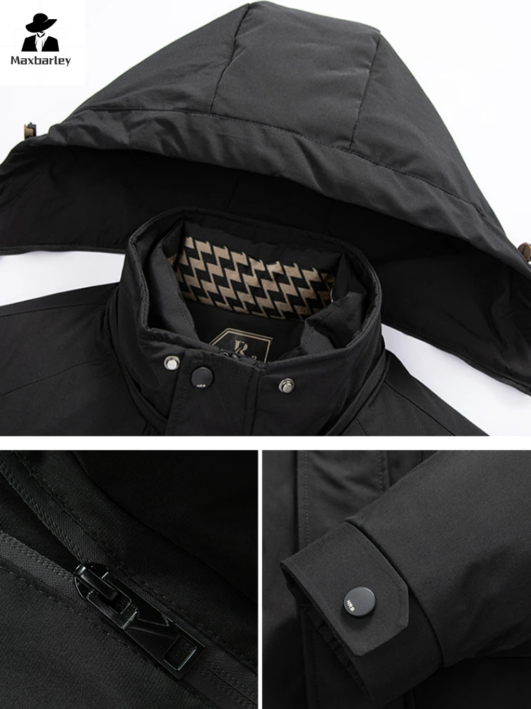 Men's Winter Jacket Fashion Thick Warm 3 in 1 Detachable Graphene Liner Down Cotton Coat Men Business Hooded Waterproof Parka