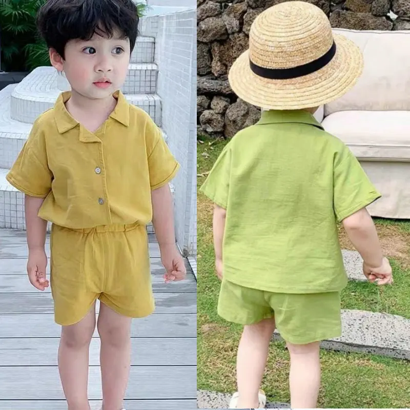 

Boys clothes Sets Summer Baby Girl Pants Solid Color Children Suits Cotton Boy clothing Pants Sets for Kids Outfits