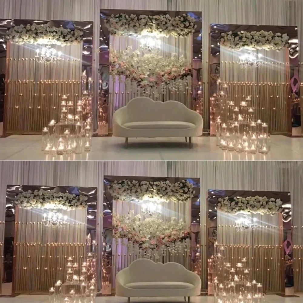

3pcs Golden Acrylic Mirror Arch Wedding Gate Events Backdrops