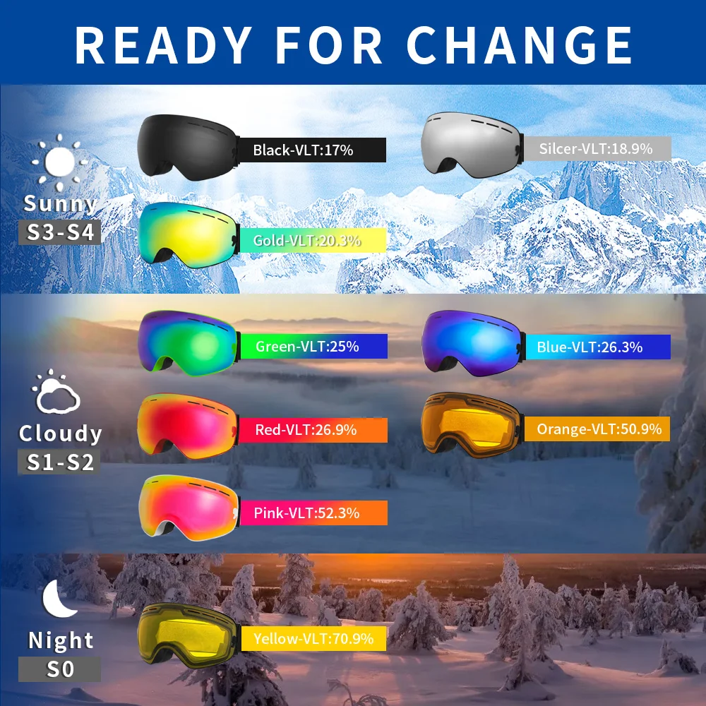 Gafas de esquí antiniebla para hombre y mujer, lentes intercambiables con  protección UV para deportes de nieve y Snowboard, para invierno - AliExpress