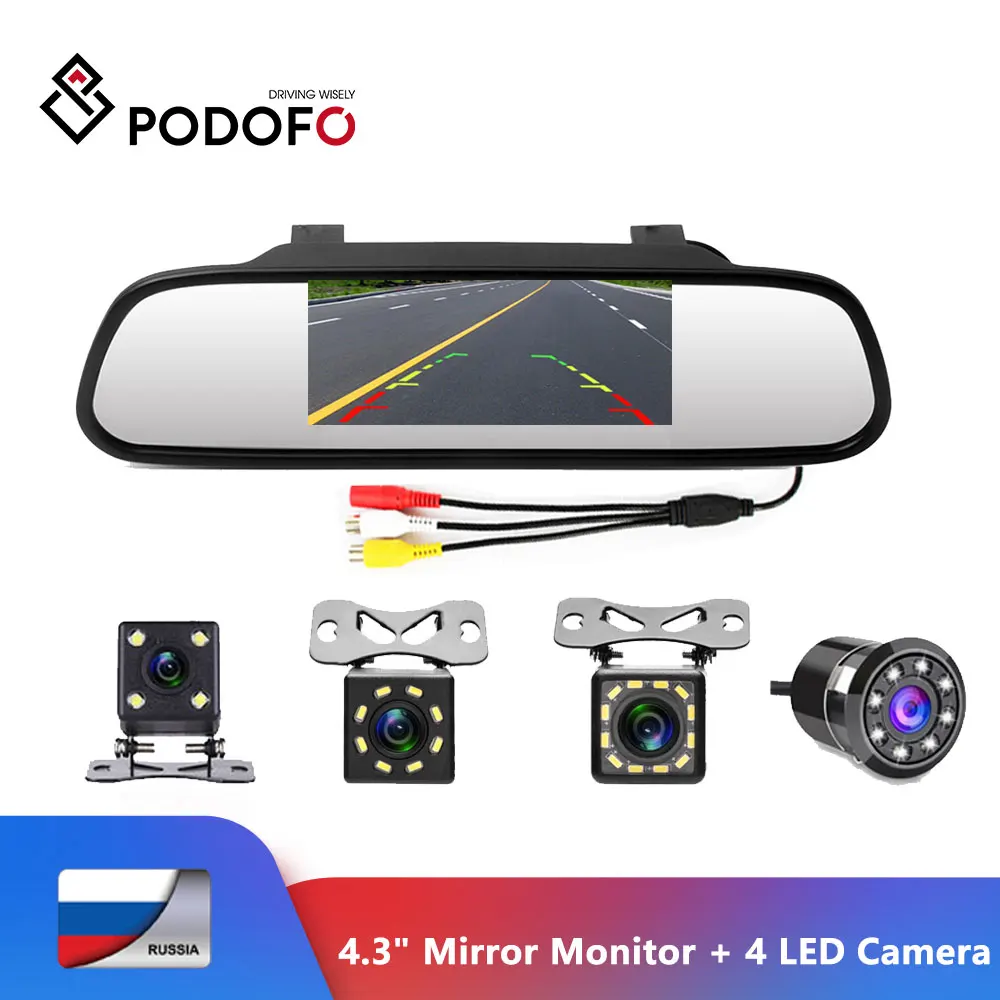 4.3"LCD Car Rear View Mirror Monitor 4LED Night Vision Reverse Backup HD Camera 