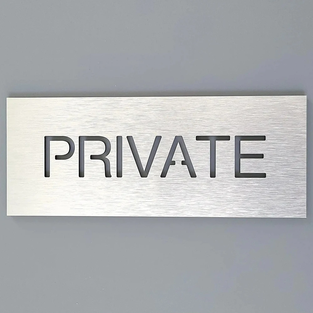 Personalized Custom 3D Art private entrance signage Brushed aluminum alloy Brushed Silver Wall Do not enter sign Room Door Plate house number signs door signs