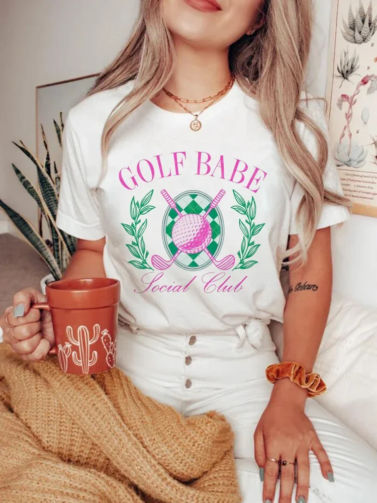 

Short Sleeved Golf Printed Women's T-Shirt Fashionable Clothing Cute Printed Summer Cartoon Pattern Basic Top Fun Printed T-Shir