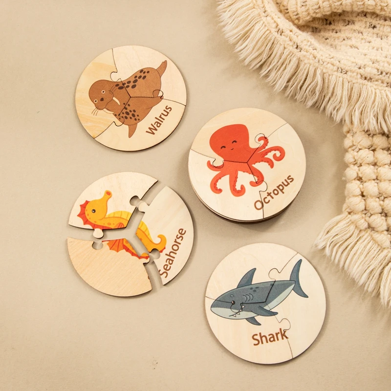 

12pcs Montessori Toddler Card Matching Game Early Education Puzzle Toys Cartoon Jigsaw Toys Color Shape Cognitive Training Gift