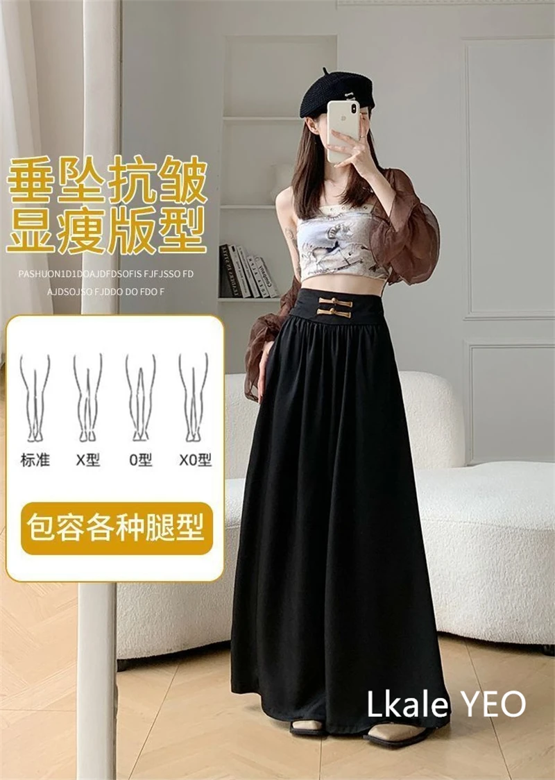 Women's Pants 2025 Spring Summer High-waisted Chinese Style Femme Trousers Casual Chiffon Sun Protection Ladies Skirt Pants