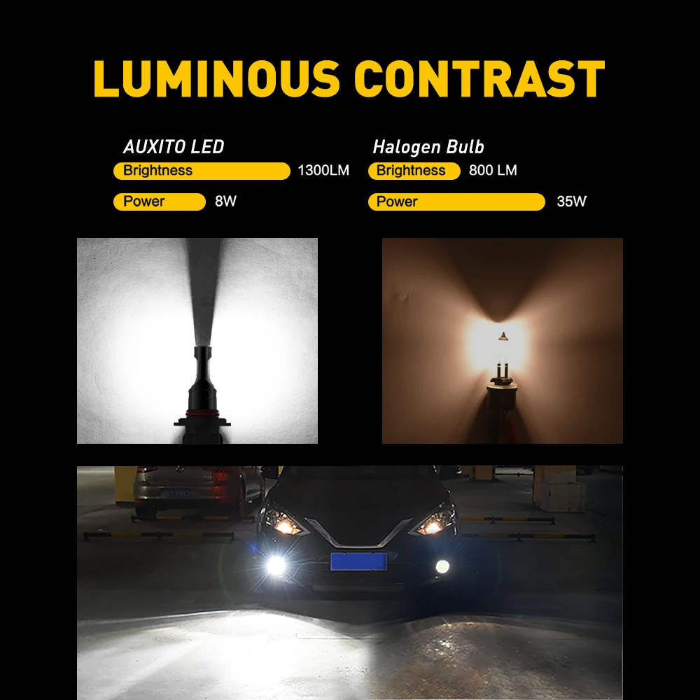 AUXITO 2개입 H27 881 H27W/2 LED 자동차 헤드라이트 안개등 캔버스 에러프리 6000K 화이트 881 LED 전방 주행등 12V