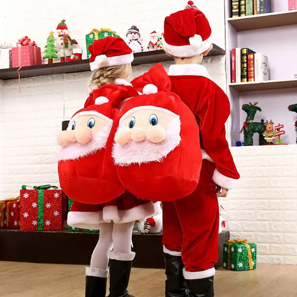 

Large Santa Claus Cloth Gift Bag 3D Santa Claus Thicker Gift Packing Velvet Large Xmas Present Drawstring Bag Festival Supplies