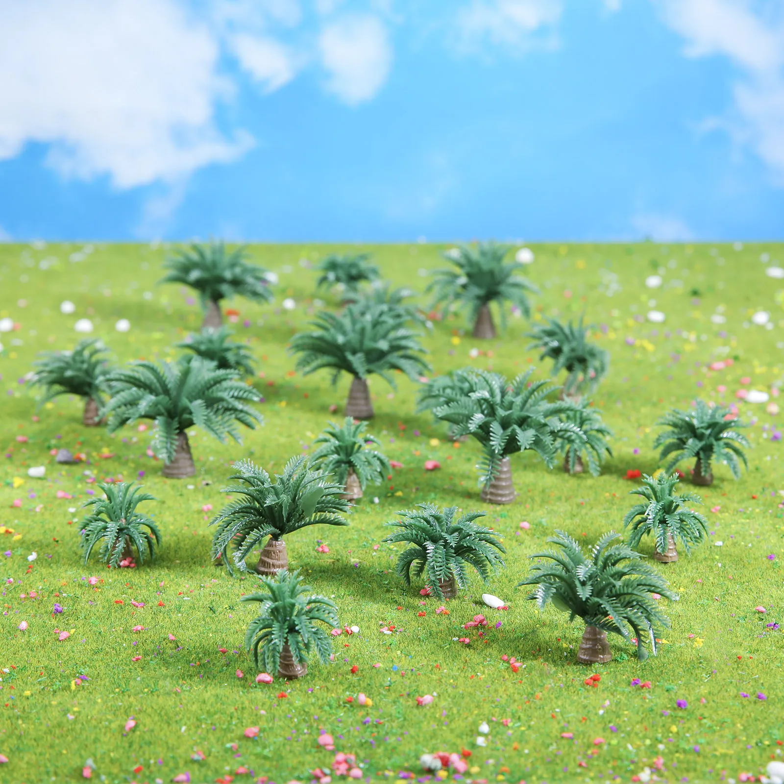 Miniatura De Palmera De Coco Plástico – 10 Unidades De 6.5 Cm, Verde Oscuro, Para Decorar Maquetas