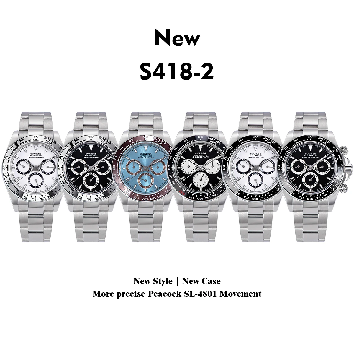 Sugess Panda Chronograph Movement Automatic Mechanical Chronograph Wristwatch Waterproof Diving Men Watches Ceramic Bezel Tona 2
