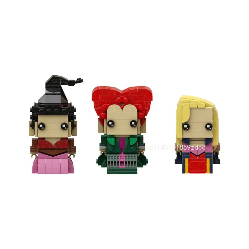 MOC Hocus 포커스드 액션 피규어, Winifred Mary Sarah BrickHeads 빌딩 블록, 영화 마녀 세 자매 벽돌 장난감, 크리스마스 선물