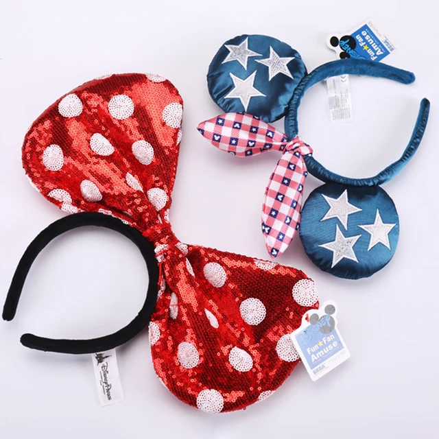 Disney Mickey Ears Ariel Princess Disneyland Beauty Fashion Bowknot Headband Festival Party Decoration Headwear Girl Toy Gift 3
