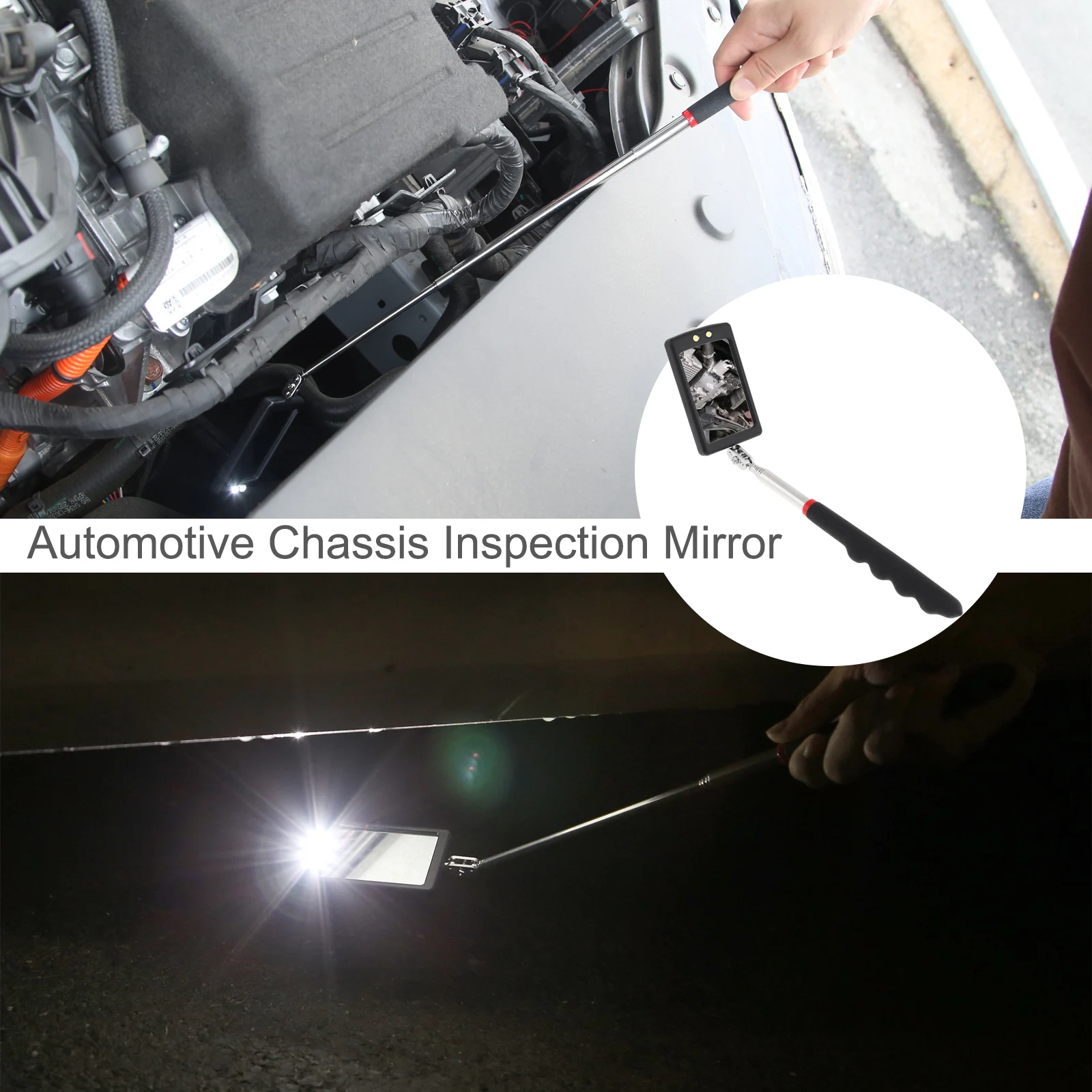Car 360 Swivel Telescoping LED Light Flexible Inspection Mirror for Extra View Square Car Inspection Repair Tool Detection lens 3