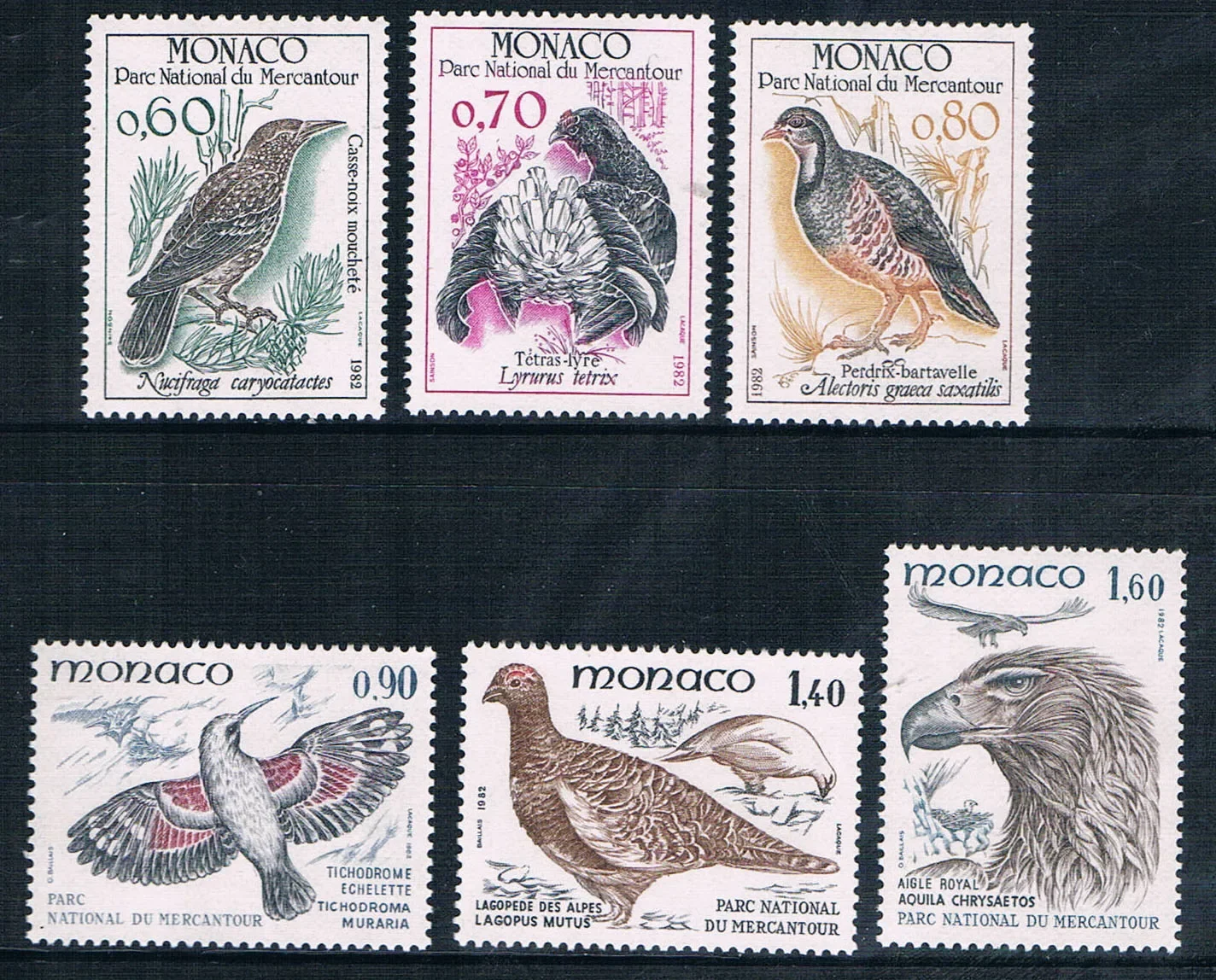 

6 шт./компл. Новинка, штамп почты Монако 1982, штампы для скульптур птиц, добычи, орла, штампы MNH