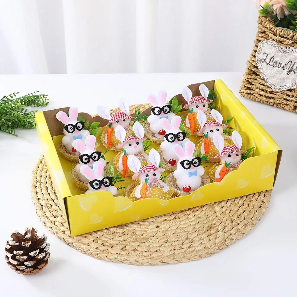16 개/대 시뮬레이션 부활절 노란색 병아리 장식 눈사람 미니 부활절 토끼 장식품 봄 무리 귀여운 동물 장식