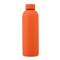 Stainless Steel Insulated Sports Bottle - Rubber Coated, 500/750ml - 500ml (Orange)