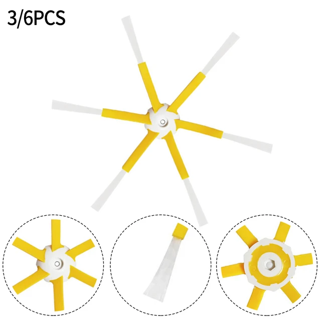 Piezas de repuesto de 6 cepillos laterales de 6 brazos Filtros Cepillos  laterales compatibles con IROBOT Roomba 500 600 700 Series Robotic Vacuum