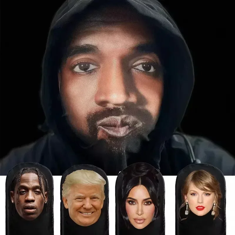 Cosplay headwear Hip Hop Fashion Hood Hat 3D Printed Kanye Mask Elastic Mesh Halloween Decor Full Face Mask Unisex