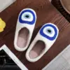 Evil Eyes Pattern Devil's Eye Embroidery stuffed Home Thick Sole plaid Furry Cotton Slippers Cute Warm Non-slip Indoor Slippers Gift Preferred 3