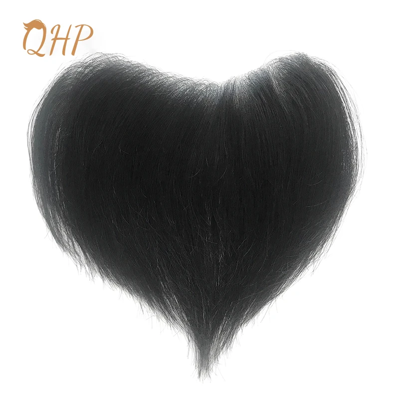 QHP Hair Toupee Men's Capillary Prosthesis Handmade Wig for Men PU Front Hairline Real Human Hair Hairpiece System 100% Density human hair toupee