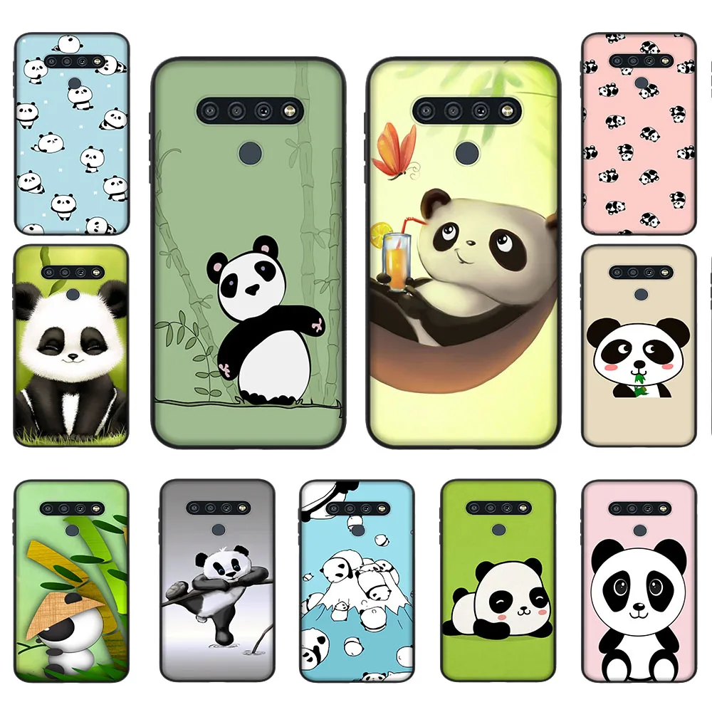 Custodia Morbida Per Motorola Moto Edge 20 30 Lite S Power G E32 G42 G52 G22 G40 G60 G60S Pro Black Cover Dl-12 Cute Asian Panda