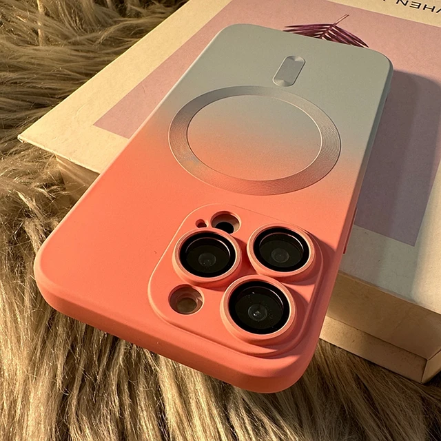 Magsafe-funda mate de carga inalámbrica para iPhone, carcasa magnética suave de Color degradado para iPhone 15, 14, 13, 12, 11 Pro Max Plus