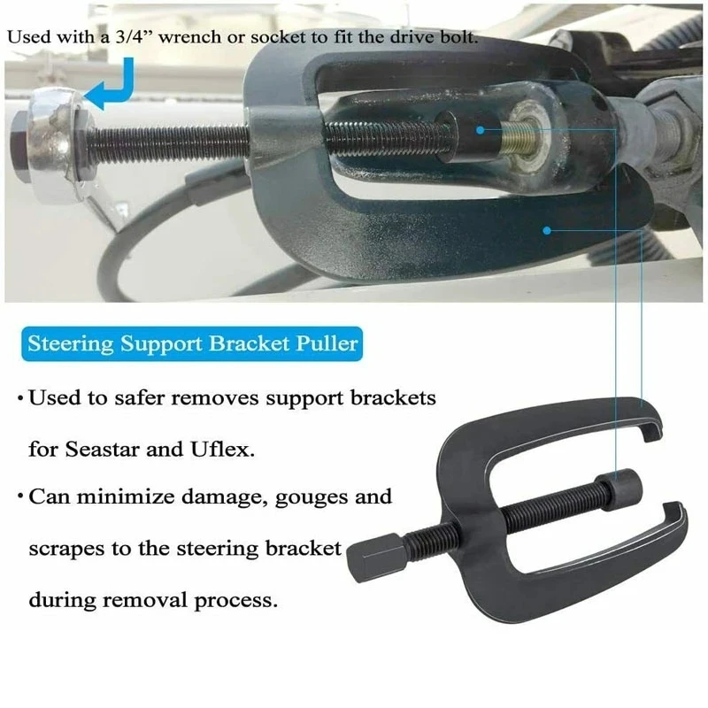 ANX Hydraulic Steering Support Bracket Puller & HS5157 Cylinder Seal Kit For Seastar Marine Tool