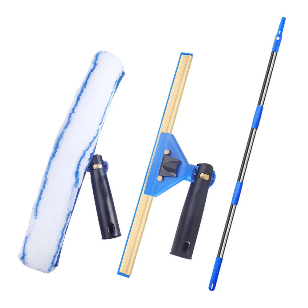 

Window Cleaner Squeegee And Microfiber Scrubber Kit Window Cleaning Squeegee Microfiber Window Scrubber With Pole For Car