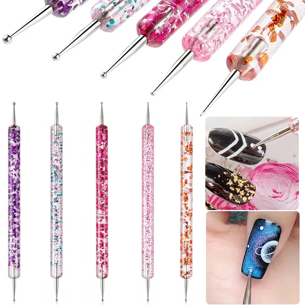 5pcs/Set Nail Art Dotting Tools Dots Pen Picking Rhinestones Gems Picker  Flower Painting Drawing UV Gel Polish Brushes Manicure - AliExpress