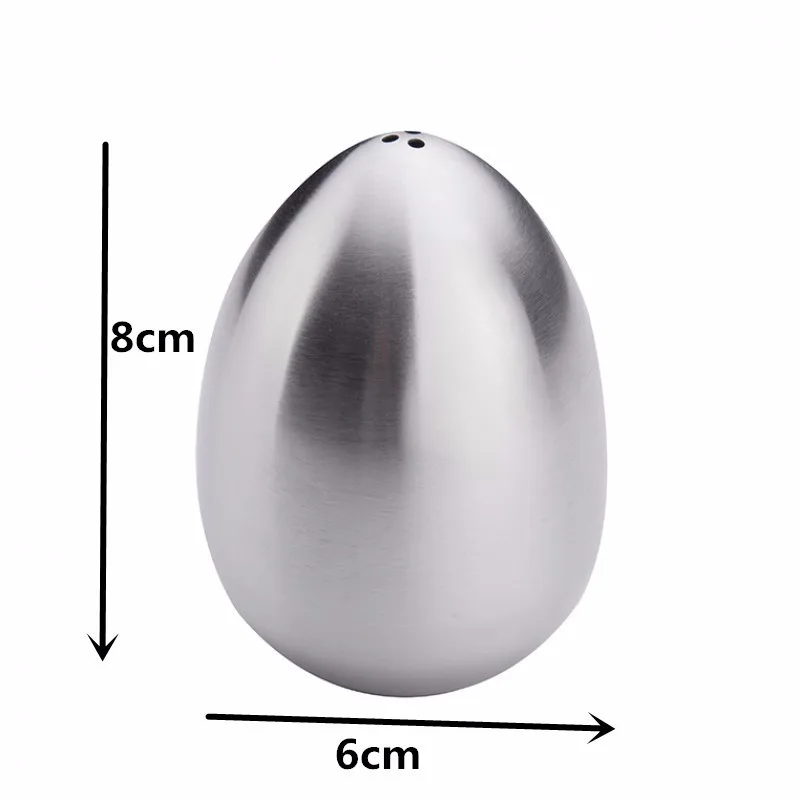Description Picture 5 of item2 Pieces Stainless Steel Pepper Shaker Egg Shaped Salt Set Seasoning Organizer Cooking Tools