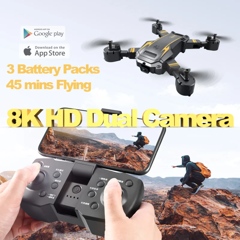 

HD Camera Drone 8k Professional Foldable Quadcopter Aerial Drone Camera GPS RC Helicopter FPV WIFI Obstacle Avoidance Toy Gifts