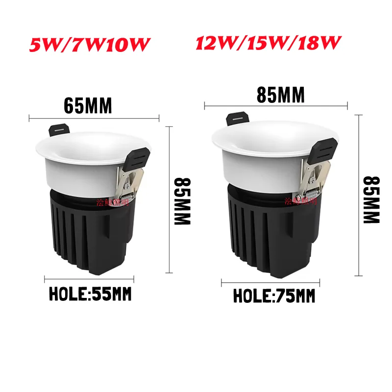 Elegant LED Curved Surface Spotlights - Anti-Glare Downlights for Living & Bedroom Ceiling Lighting