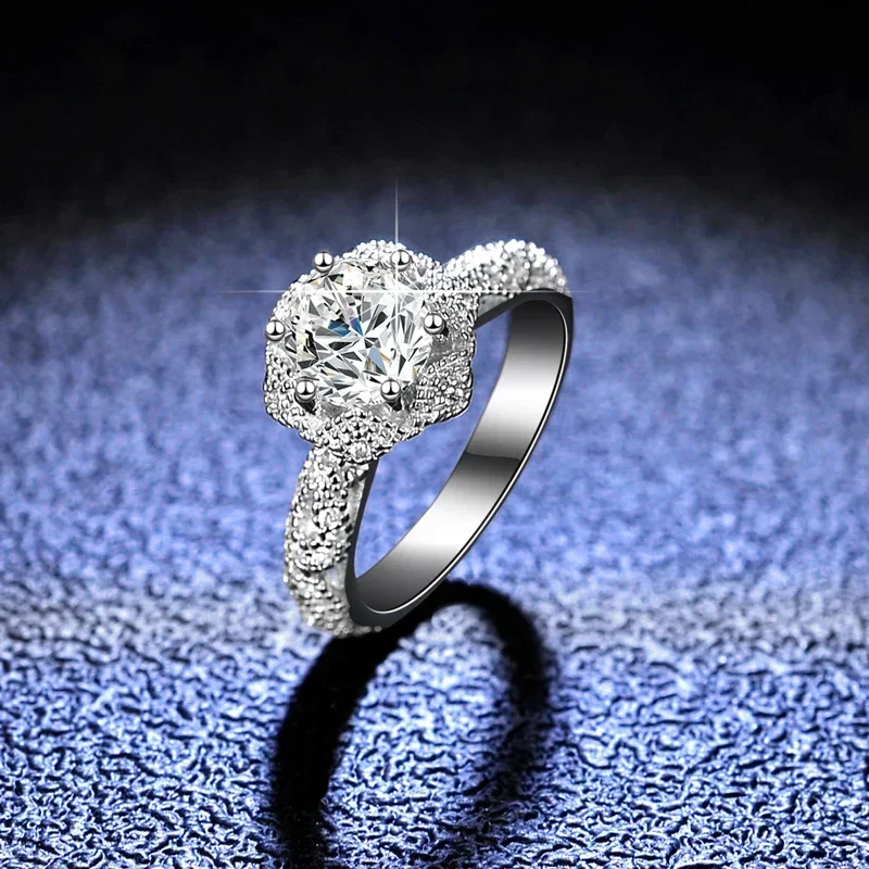 Women s Luxury 18K White Gold Eternal Wedding Ring Real GRA VVS 1 Carat Moissanite Diamond
