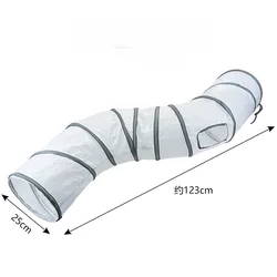 Foldable Interactive Cat and Rabbit Play Tunnel Toy in White (S WayA)