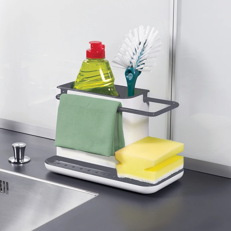 2022 Hot Sink Towel Utensils Sponge Racks Plastic Tidy ware Shelves Dishes Separated Creative Storaging Kitchen Container 6