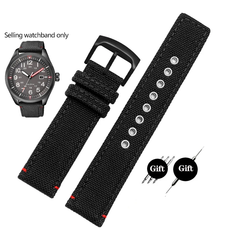 20mm Nylon + Leather Bottom Watchband for Citizen AW5005 Timex Seiko Green Casual Waterproof Sports 