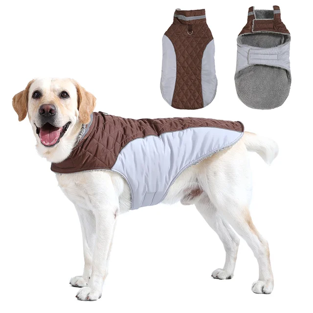 Big Dog Clothes For Winter Warm Thicken Pets Vest Coat With D-ring Outdoor Waterproof Reflectivce Jacket For Large Dogs Labrador Big Dog Clothes For Winter Warm Thicken Pets Vest Coat With D-ring Outdoor Waterproof Reflectivce Jacket For Large Dogs Labrador